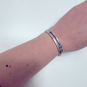 VNTG MEXICO Sterling Silver Mid-Century Mod Artisan Signed Hook Closure Bracelet